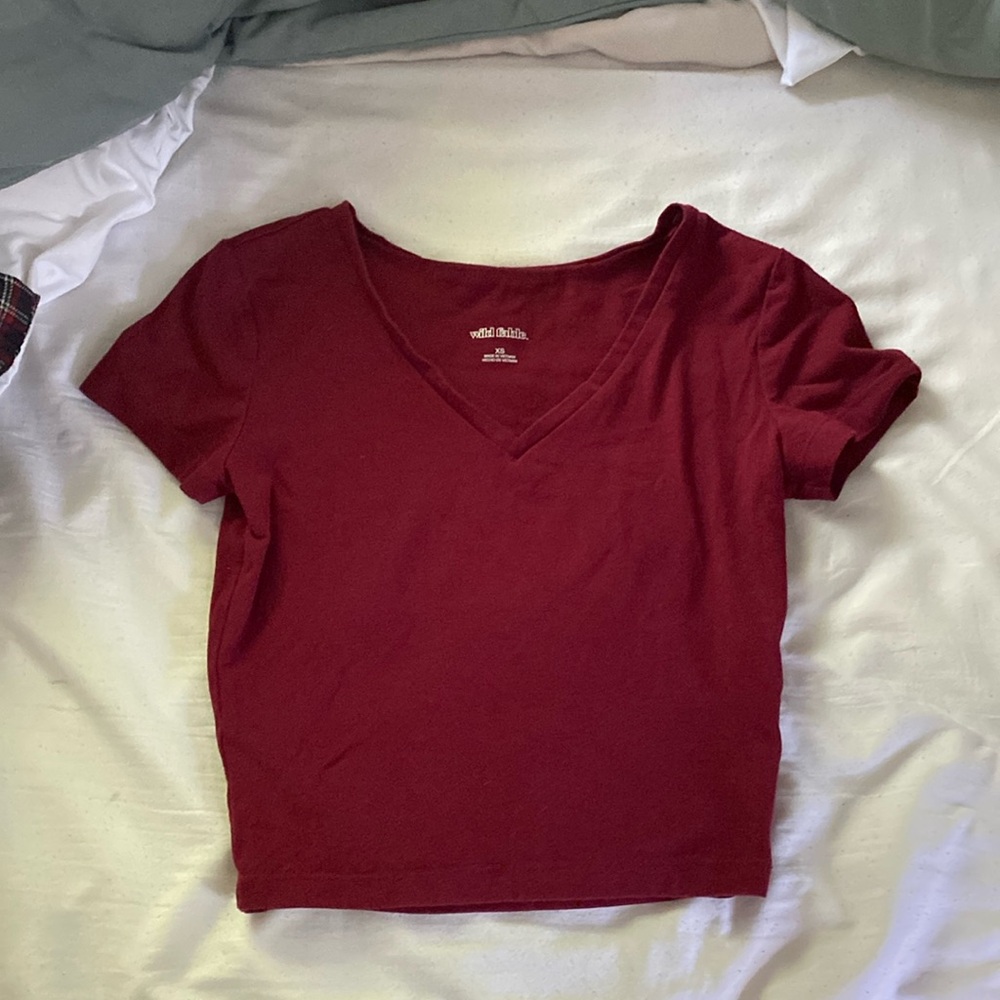 Wildfable cropped maroon tee